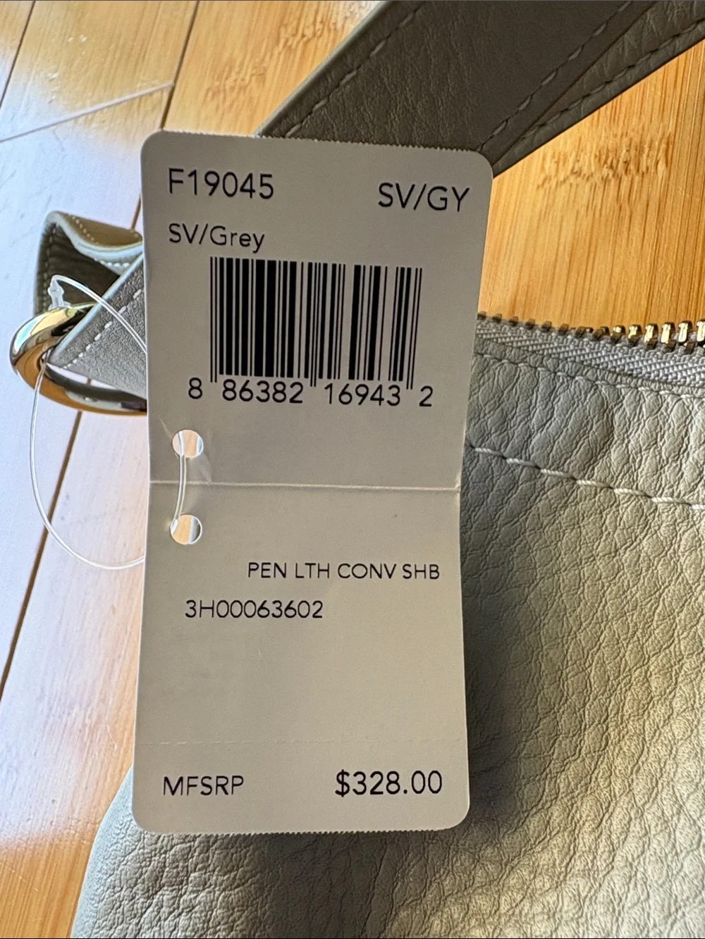 Coach Penelope Light Gray Pebbled Leather Shoulder Bag with Turnlock Pocket
